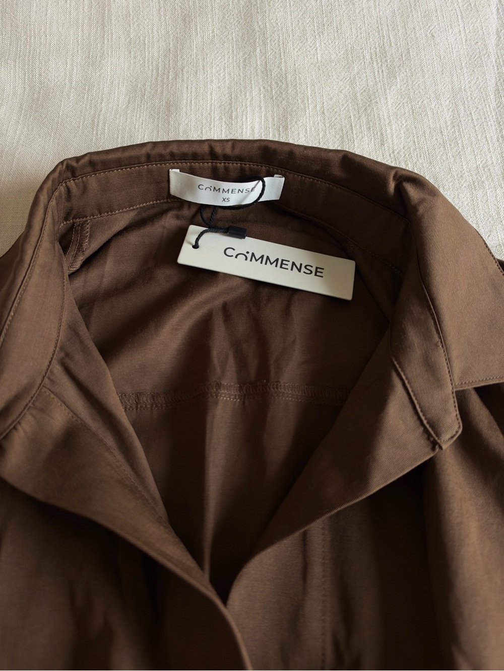 COMMENSE Cropped Collared Button-Up Shirt – Dark Brown - Picture 8 of 8